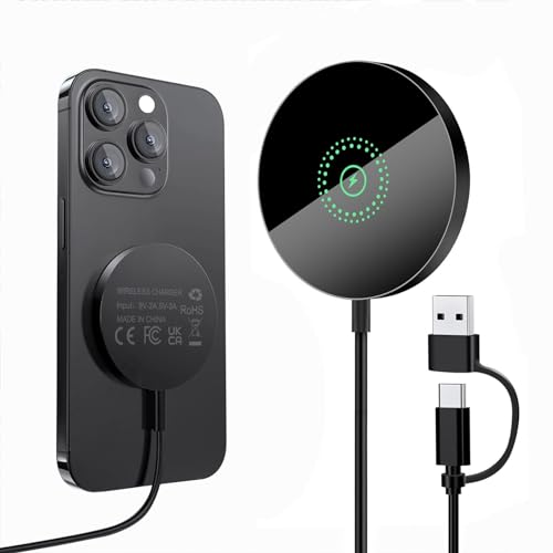 Magnetic Wireless Charger for iPhone 16/16 Pro/16 Plus/16 Pro Max,FDGAO 2 in 1 15W Fast Magnetic Charging Compatible with Mag-Safe Charger for iPhone 16/15/14/13/12 Series and AirPods 4/3/Pro