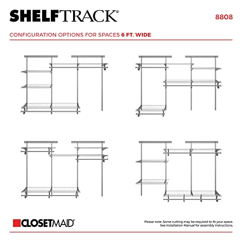 ClosetMaid ShelfTrack Wire Closet Organizer System and ShelfTrack 2ft. to 4ft. Adjustable Closet Organizer Kit, White