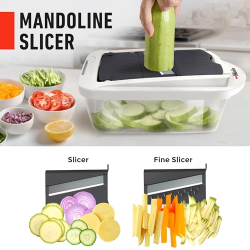 Mueller Pro-Series 10-in-1, 8 Blade Vegetable Chopper, Onion Mincer, Cutter, Dicer, Egg Slicer with Container, French Fry Cutter Potatoe Slicer, Home Essentials & Kitchen Gadgets, Salad Chopper