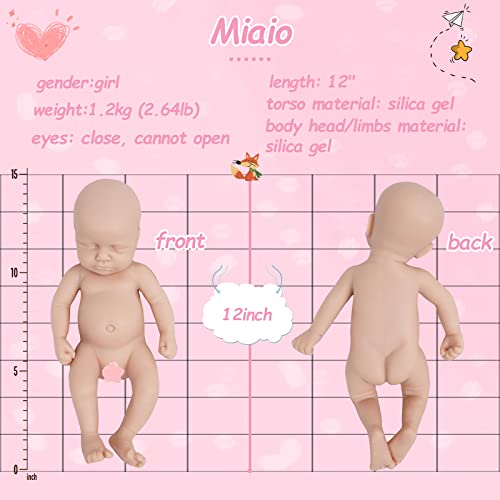 12" Boy Micro Preemie Full Body Silicone Doll Lulu Lifelike Mini Reborn Doll Surprice Children Anti-Stress My Melody - Unpainted