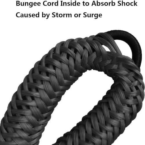 Bungee Cord Dock Line with Stainless Steel Clip Boat Rope Mooring String with Foam Float for Docking,Kayak,Watercraft,SeaDoo,Jet Ski,Pontoon,Canoe,Power Boat Accessory,7-10ft (Black)