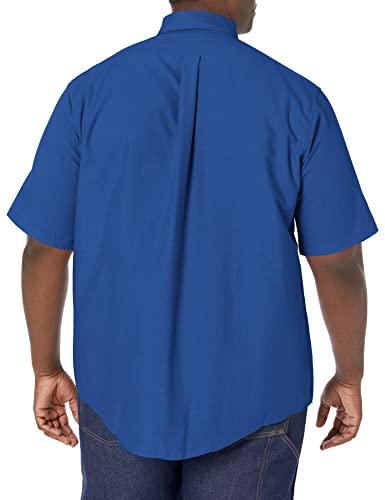 Red Kap Men's Standard Poplin Dress Shirt, Stain and Wrinkle Resistant, Short Sleeve, Royal Blue, 5X-Large