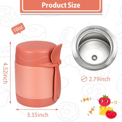 10oz Soup Thermo for Hot Food Kids,Lunch Thermo Kids Food Jar with Spoon Hot Insulated Food Containers,Leak Proof Stainless Steel Wide Mouth Lunch Food Thermo Jar for School(Pink-Flamingo)