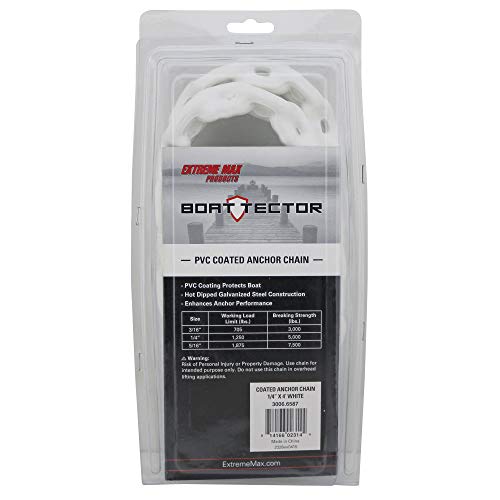 Extreme Max 3006.6587 BoatTector PVC-Coated Anchor Lead Chain - 1/4" x 4', White