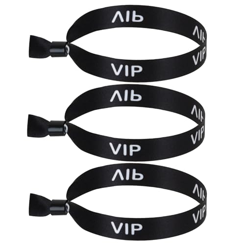 100 Pack VIP Cloth Wristband for Events (Color:Black)