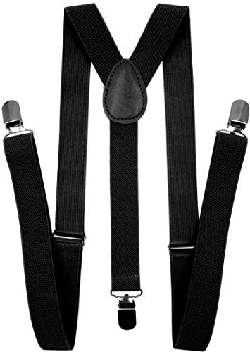 LOLELAI Suspenders for Women and Men | Elastic, Adjustable, Y-Back | Pant Clips, Tuxedo Braces (6, White)