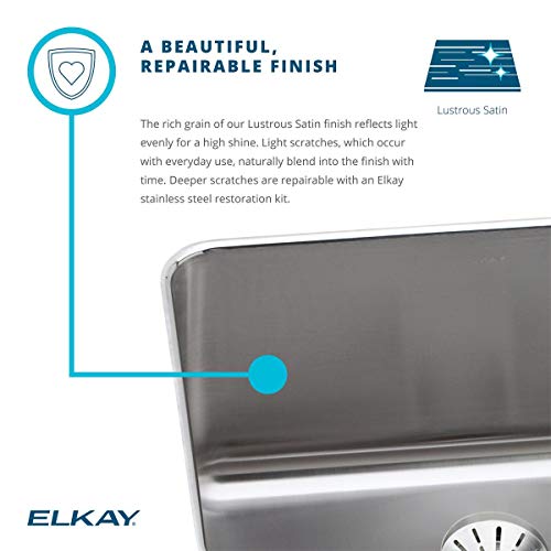 Elkay Lustertone Classic LRAD2522553 Single Bowl Drop-In Stainless Steel ADA Sink