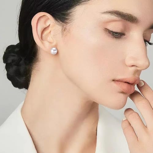 White Pearl Clip on Earrings for Women 10 MM Simple Pearl Clip Stud Earrings Faux Earrings