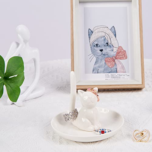 Spegiffu Cat Lover Gifts for Women - Cat Ring Trinket Dish Engagement Wedding Ring Holder, Funny Cat Themed Gifts for Women Cat Lady Cat Mom Gifts for Cat Lovers Friends Birthday Xmas Valentines