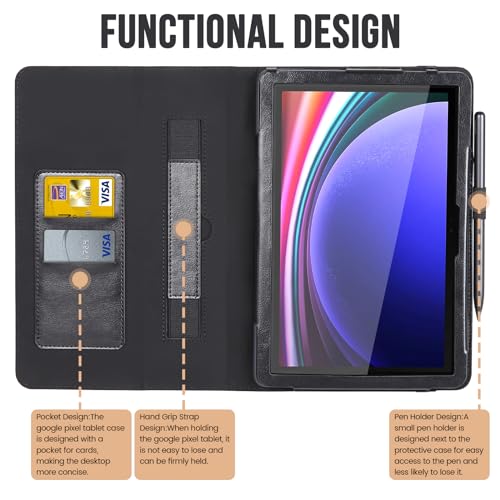 E NET-CASE Case for Samsung Galaxy Tab S9 FE 10.9 Inch/Galaxy Tab S9 11 Inch 2023, New Upgrated Folio Design, Multi-Viewing Stand Cover with Auto Sleep/Wake & Support S-Pen, Black