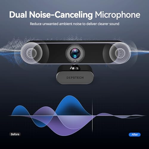 DEPSTECH 4K Webcam, Ultra HD 1/2.55'' Sony Sensor, 3X Digital Zoom, Dual Noise-Canceling Microphones, Remote Control, Auto Focus, Streaming Webcam for PC, Mac, Laptop, Video Call, Zoom, Skype, Teams