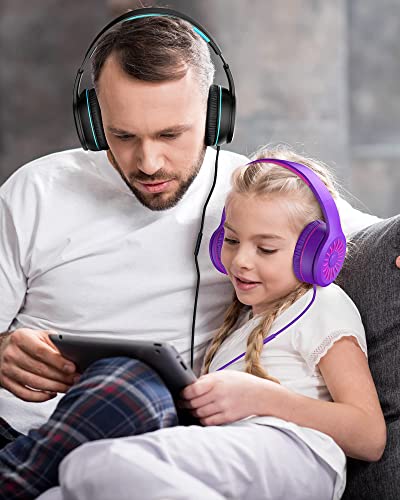 Elecder i45 Black Wired Headphones, Immersive Hi-Fi Stereo Bass, Lightweight and Folding, 4.9ft Nylon Woven Rope, Ideal for School, Travel, Home, Office, and More