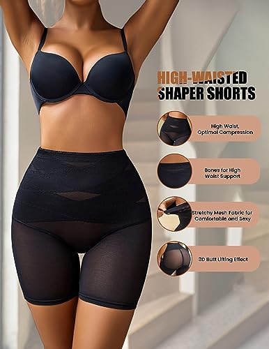 Avidlove Shapewear for Women High Waisted Body Shaper Shorts Butt Lifting Shapewear Tummy Control Thigh Slimmer Panties Black