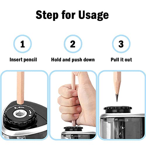 Aogwat Pencil Sharpener Electric Pencil Sharpeners, Portable Pencil Sharpener Kids, Blade to Fast Sharpen, Suitable for No.2/Colored Pencils(6-8mm)/School/Classroom/Office/Home (Black)