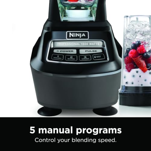 Ninja Blender, Food Processor, Blender for-Smoothies, Includes Pitcher, Smoothie Cup, and 8-Cup Bowl, Salsa, Dough, Shakes, Slush, and Frozen Drinks, Mega Kitchen System, 120 Volts, Black, BL770AMZ