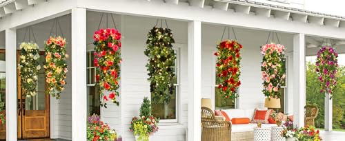 RECUTMS Artificial Rose Vine Hanging Plants 4Pieces 3.3Ft Hanging Flowers Artificial Hanging Plants Artificial Flower for Home Room Garden Wedding Indoor Outdoor Decoration (Black)