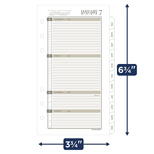 AT-A-GLANCE 2024 Weekly & Monthly Planner Refill, 3-3/4" x 6-3/4", Portable Size, Loose-Leaf (471-285Y-24)