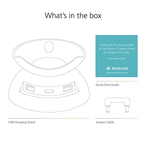 Made for Amazon Stand with USB-C and USB-A charging ports for Echo Pop (2023 Release)