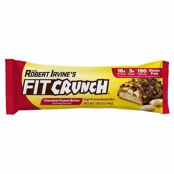 Chef Robert Irvine’s Fitcrunch Whey Protein Bars, 18-count, 1.62oz, Chocolate Peanut Butter