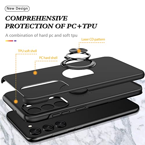 Galaxy S23 Plus Case for Samsung Galaxy S23 Plus Case Military Grade Shockproof Built-in Ring Holder Kickstand Car Mount Armor Heavy Duty Protective Case for Galaxy S23+ Plus Phone Case (Black)