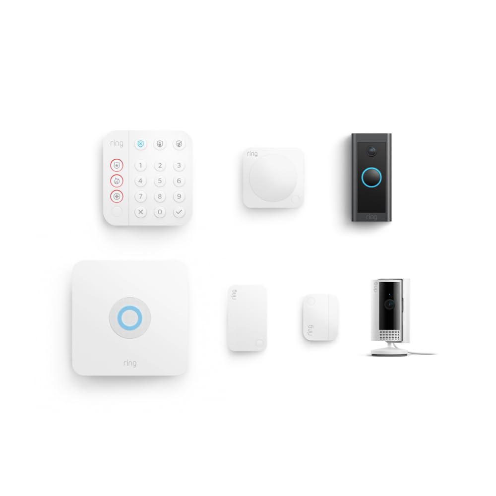 Ring Video Doorbell Wired with All-new Ring Indoor Cam (White) and Ring Alarm 5-Piece (White)