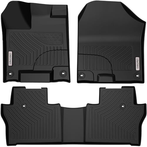 OEDRO Floor Mats Fit for 2016-2022 Honda Pilot,TPE All Weather Protection Pilot Car Mats Includes 1st and 2nd Row: Front, Rear, Full Set Liners, Black