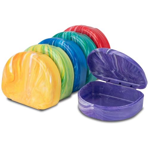Practicon Marble Retainer Cases, Orthodontic Aligner Case, Mouth Guard Holder (3 Pack) (Red)
