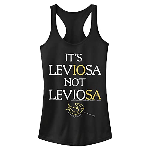 HARRY POTTER and the Deathly Hallows Leviosa Women's Fast Fashion Racerback Tank Top Shirt, Black, X-Small US
