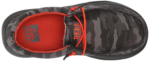 Reef Boy's Kids Cushion Coast Sneaker, Black Camo/Red, 2 Big