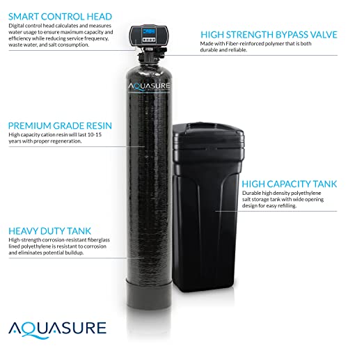 Aquasure Whole House Water Filtration Bundle w/Water Softener, 75 GPD RO System & Dual Purpose Sediment/GAC Pre-Filter (32,000 Grains)