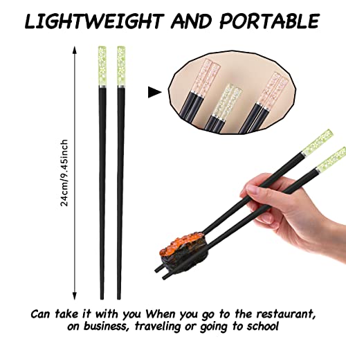 10 Pairs Reusable Training Chopsticks for Kids Adults Trainers Beginner and Learner, Portable Practice Alloy Chopsticks Set, Dishwasher Safe, L9.45Inch(Chopstick Amber cherry black 10pcs)