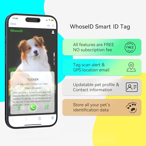 ESA Dog Tag, QR Code Dog Tag, Modifiable Free Pet Online Profile, Scannable QR Code, Scan QR Send Instant Pet Location Alert Email, Silicone Lightweight Pet ID Tag for Dog and Cat (Black, Regular)