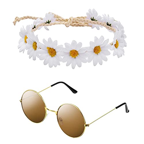 ZeroShop 70s Outfits for Women,Hippie Costume Fringe Vest,60s Decades Clothes Pants,Hippy Glasses,Headbands Flower Crown,Earrings,Necklaces Accessories for Halloween,1-S