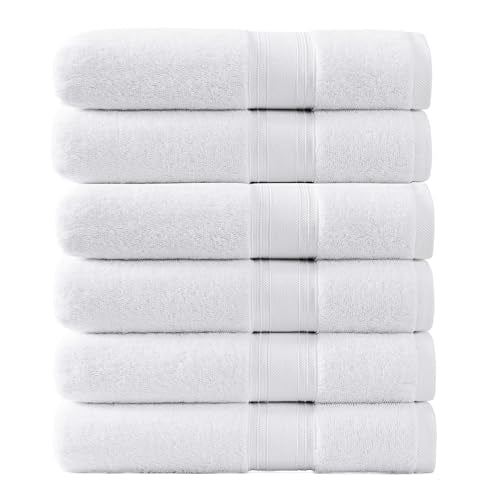 Lane Linen Luxury Bath Towels Set of 6 (24" x 48") - 100% Cotton Towels for Bathroom - Zero Twist, High Absorbency, Durable, Quick Dry Grey Towels Set - Super Soft Grey Bathroom Towels Set - Cool Grey