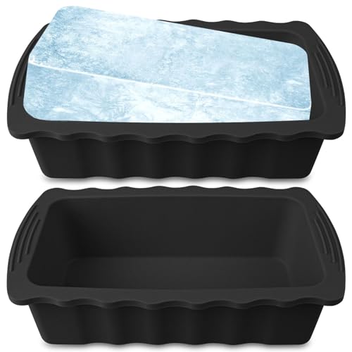 Haldane 2PC Extra Large Ice Block Molds, 6LB Giant Ice Cube Molds for Plunge Lab, Ice Container for Freezer, Thickened and Reinforced Silicone Ice Tray, Cold Plunge Tub Accessories, Black