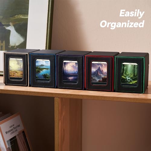 Mage Tech Card Deck Box for MTG Commander - Patented Design, Commander Display, Fits 100 Double-Sleeved Cards, 35pt Card Brick & Dice Tray - Grey/Orange