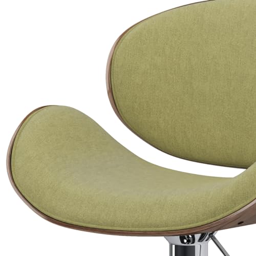 SIMPLIHOME Marana 33 Inch Wide Mid Century Modern Bentwood Adjustable Height Gas Lift Bar Stool in Acid Green Polyester Linen Fabric, for The Dining Room and Kitchen
