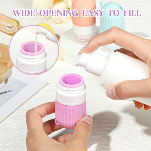 RONRONS Travel Bottles, 1oz Silicone Sauces Salad Condiment Oil BBQ Squeeze Bottles, Mini Leak Proof TSA Approved Dressing Container for Shampoo Toiletries Conditioner (4 Pieces)