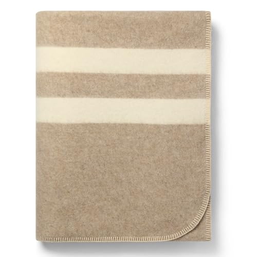 Thick Alpaca Wool Blanket Heavyweight for Camping Outdoors or Using Indoors | Soft Peruvian Alpaca Wool Blankets (Dark Gray -Soft Gray Stripes, Queen)
