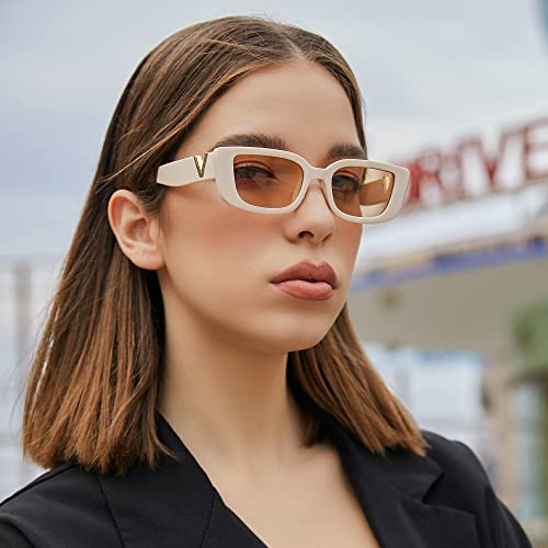 FEISEDY Small Rectangle Sunglasses for Women Men Vintage Trendy Y2K Rectangular Sunglasses B9066