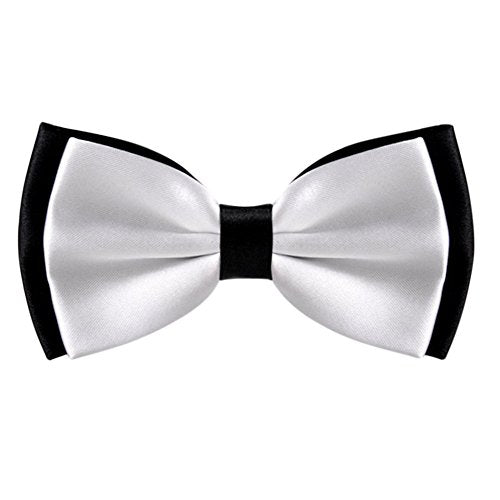 Alizeal Bowtie for Men Fancy Adjustable Pre Tied Wedding Party Bow Ties, Silver