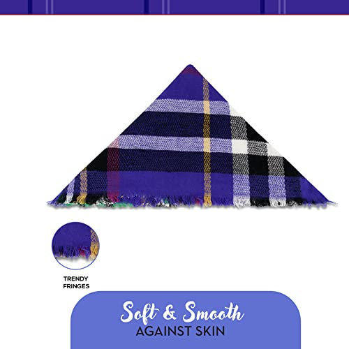 Plaid Blanket Scarf Winter Warm Fall Scarfs for Women, Lightweight Woven Soft Oversized Stylish Tartan Scarves Shawl Wraps for Women (White Gray Berry Plaid)
