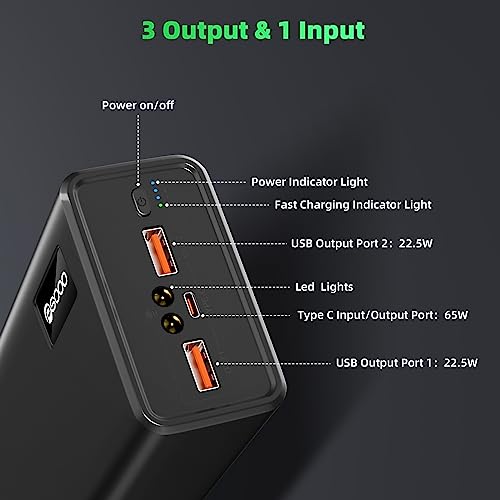 Power Bank Fast Charging 50000mAh, 65W Laptop Portable Charger USB C Compatible with MacBook Dell, PD External Battery Bank Compatible with iPhone 14/13, Cell Phone, Tablet, 3 Output &1 Input(Black)