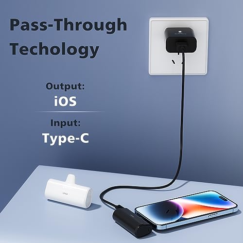 UPEB 2 Packs Portable Phone Charger for iPhone 5000mAh with Built in Cable, MFi Certified Mini Power Bank Cordless External Battery Pack Charger for iPhone Series 14/13/12/11/XR/X/SE/8/7/6 Pro Max