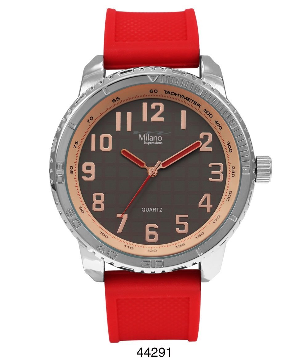 M Milano Expressions Red Rubber Strap Watch, New Orleans