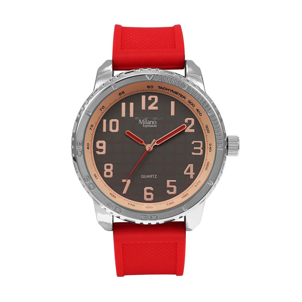 M Milano Expressions Red Rubber Strap Watch, New Orleans