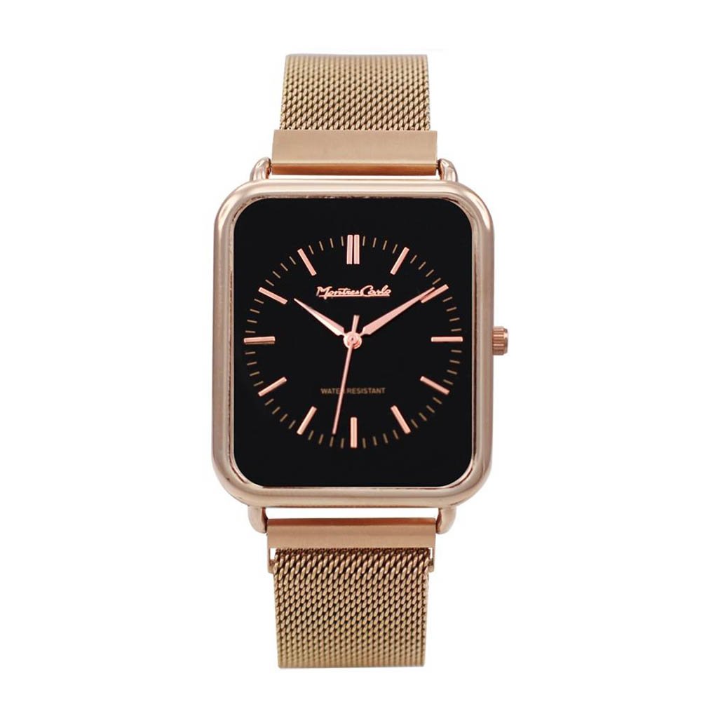 Montres Carlo Rose Gold Stainless Steel Mesh Band Watch - Auburn