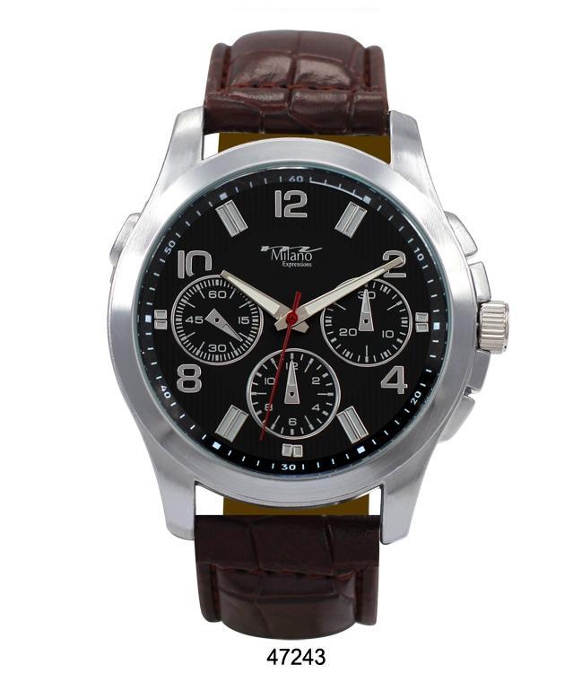 Centralia M Milano Expressions Brown Band Watch,  Black/Silver Dial