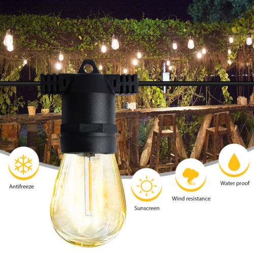 48FT 15 LED Bulb Fairy String Lights Waterproof Socket Garden Decor