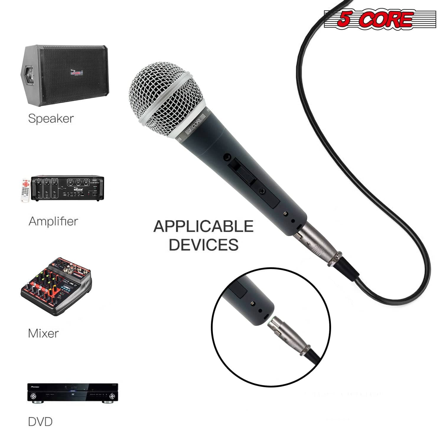 5 CORE Premium Vocal Dynamic Cardioid Handheld Microphone Neodymium (ND-58)